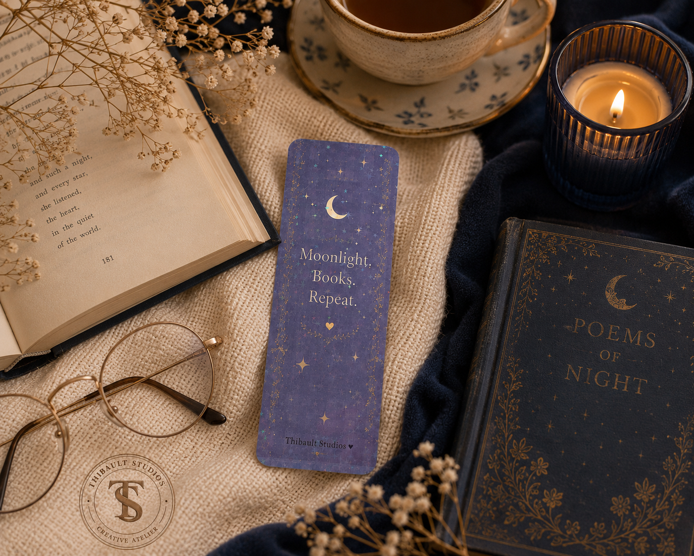 Moonlight. Books. Repeat. Bookmark
