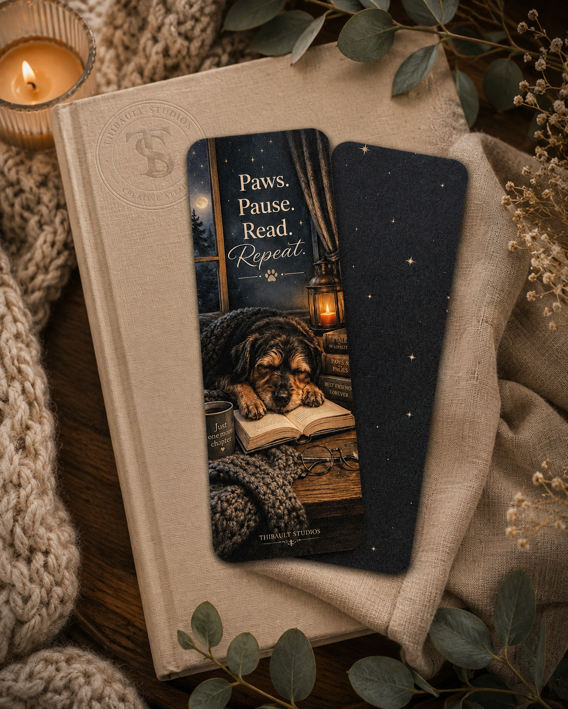 Paws. Pause. Read. Repeat. | Bookmark