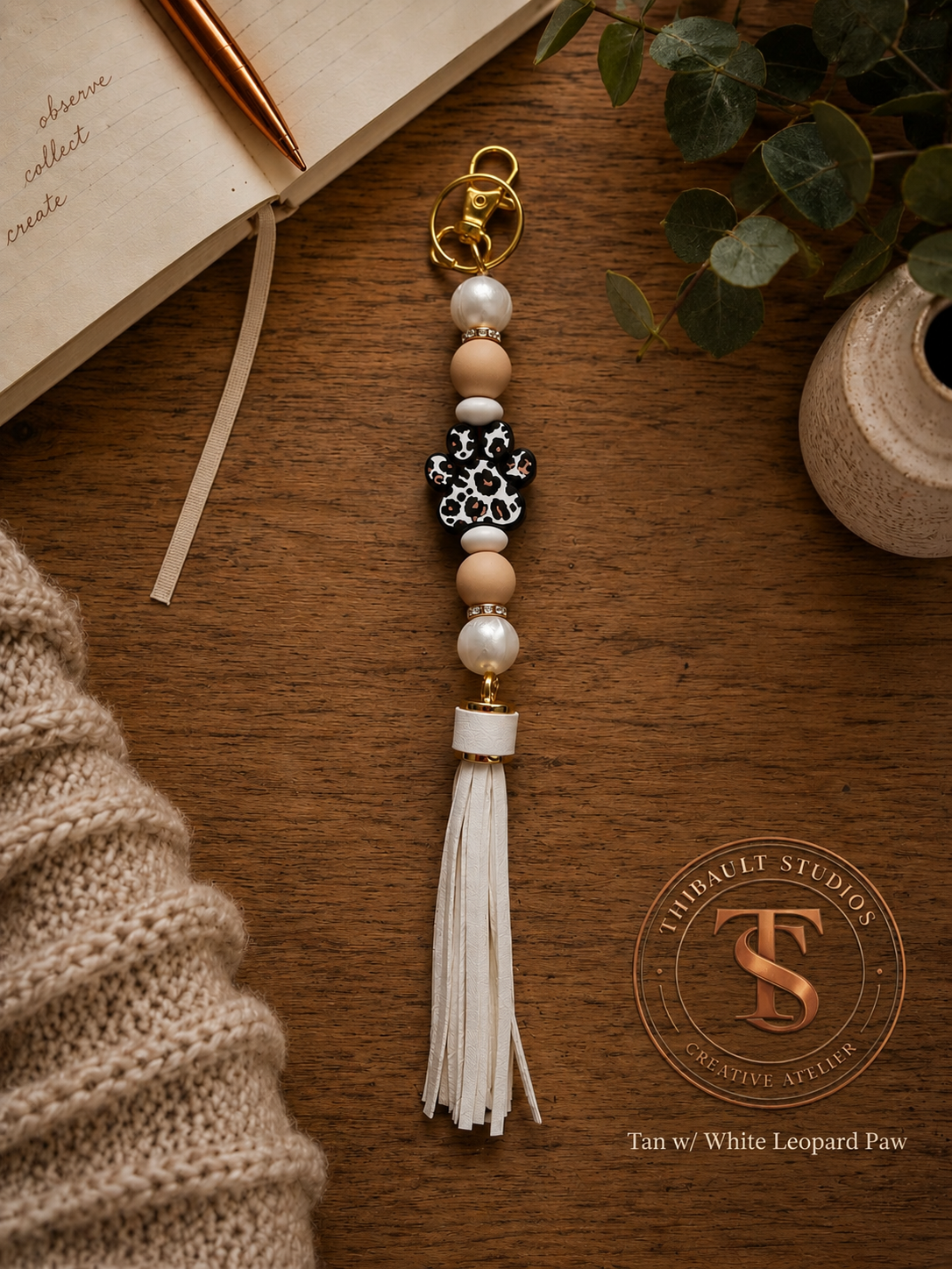 Animal Print Silicone Beaded Tassel Keychains