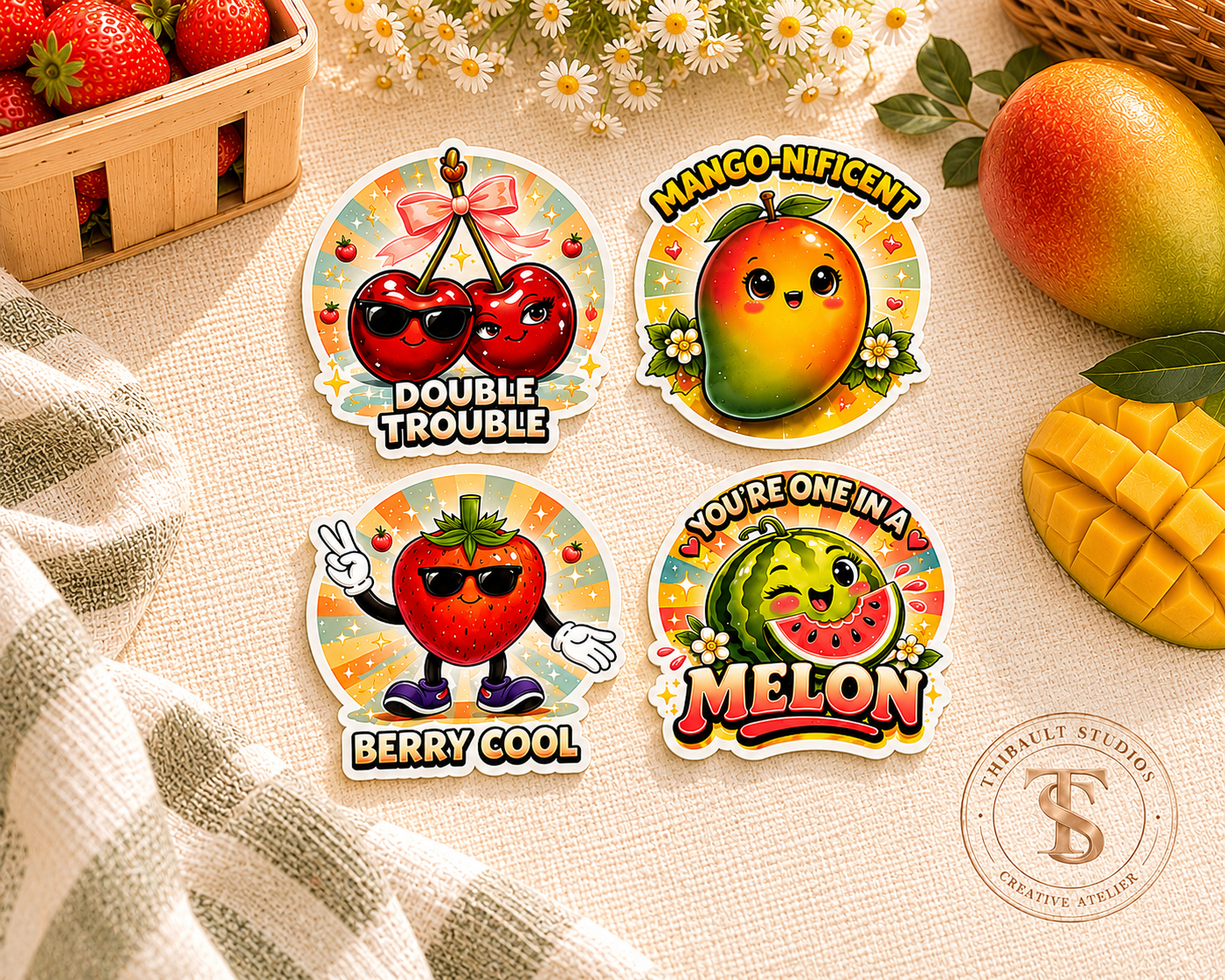 Retro Fruit Vinyl Stickers