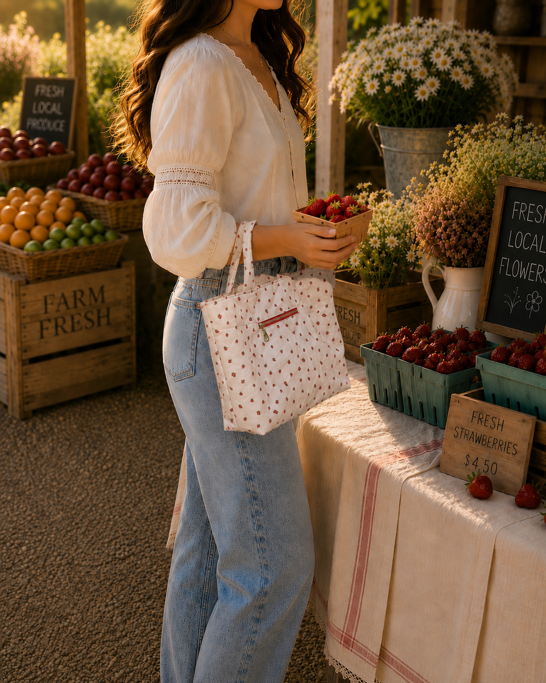 Strawberry Market Tote