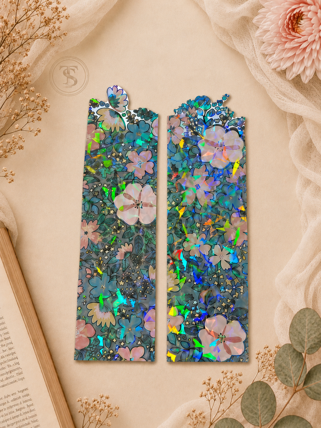 Midnight Garden Collection - Floral Holographic Bookmarks