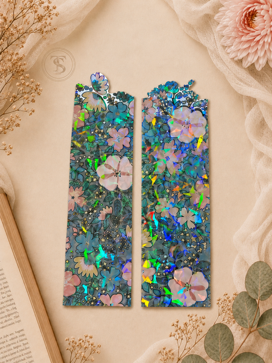 Midnight Garden Collection - Floral Holographic Bookmarks