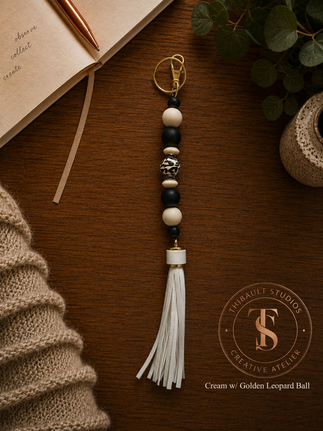 Animal Print Silicone Beaded Tassel Keychains