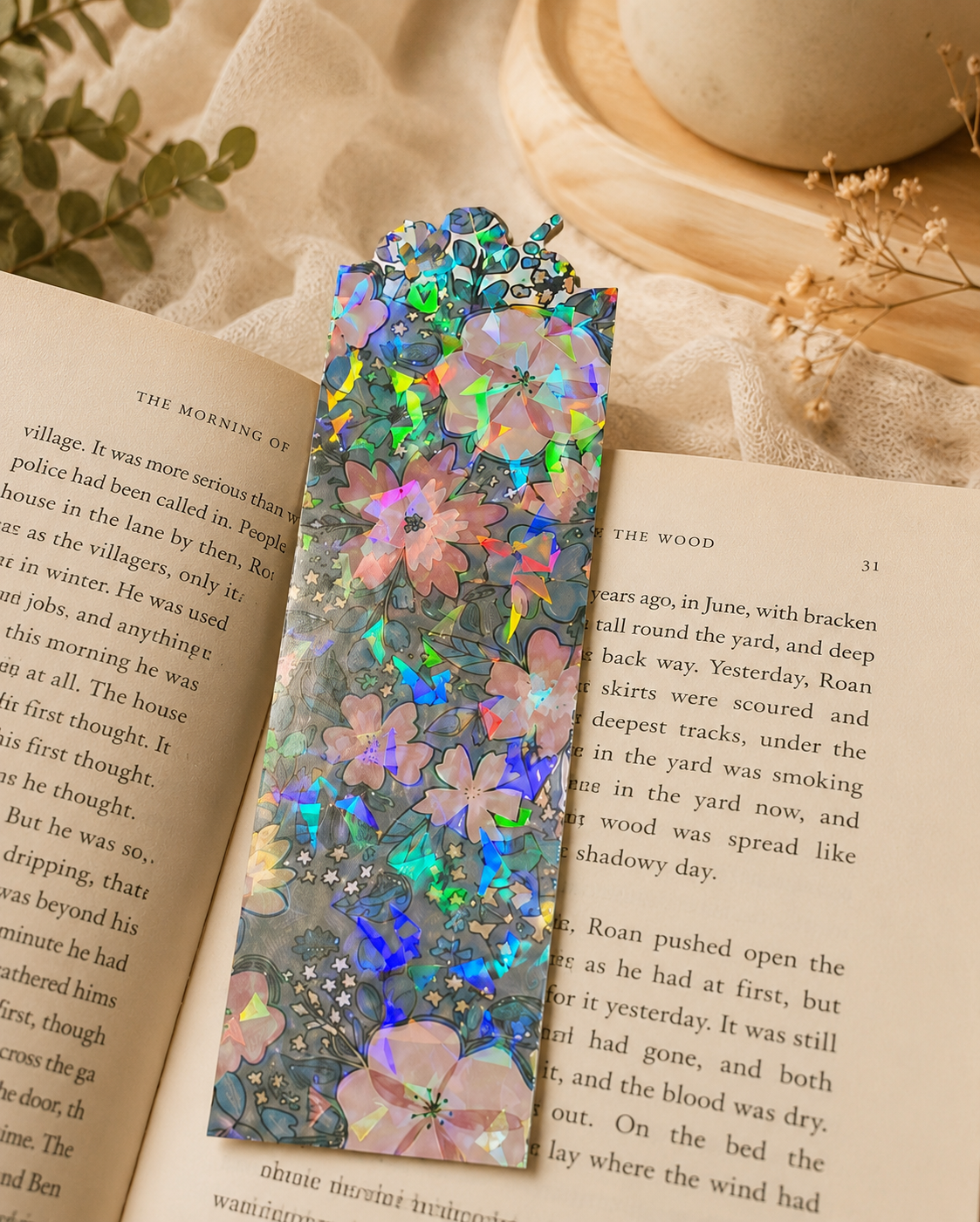 Midnight Garden Collection - Floral Holographic Bookmarks