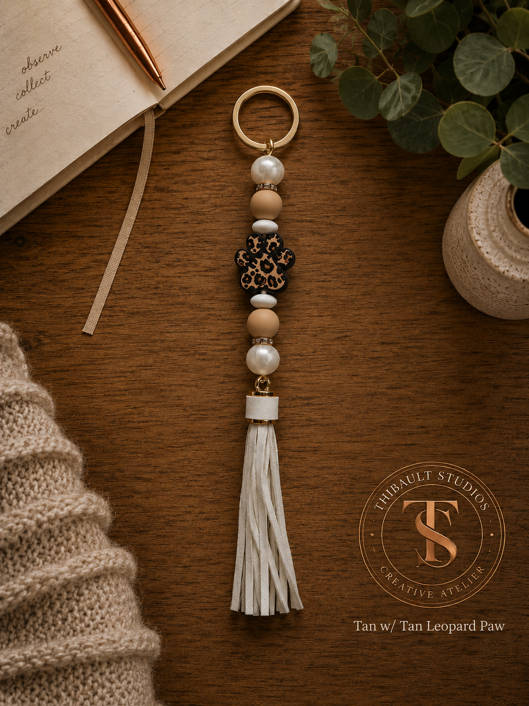 Animal Print Silicone Beaded Tassel Keychains