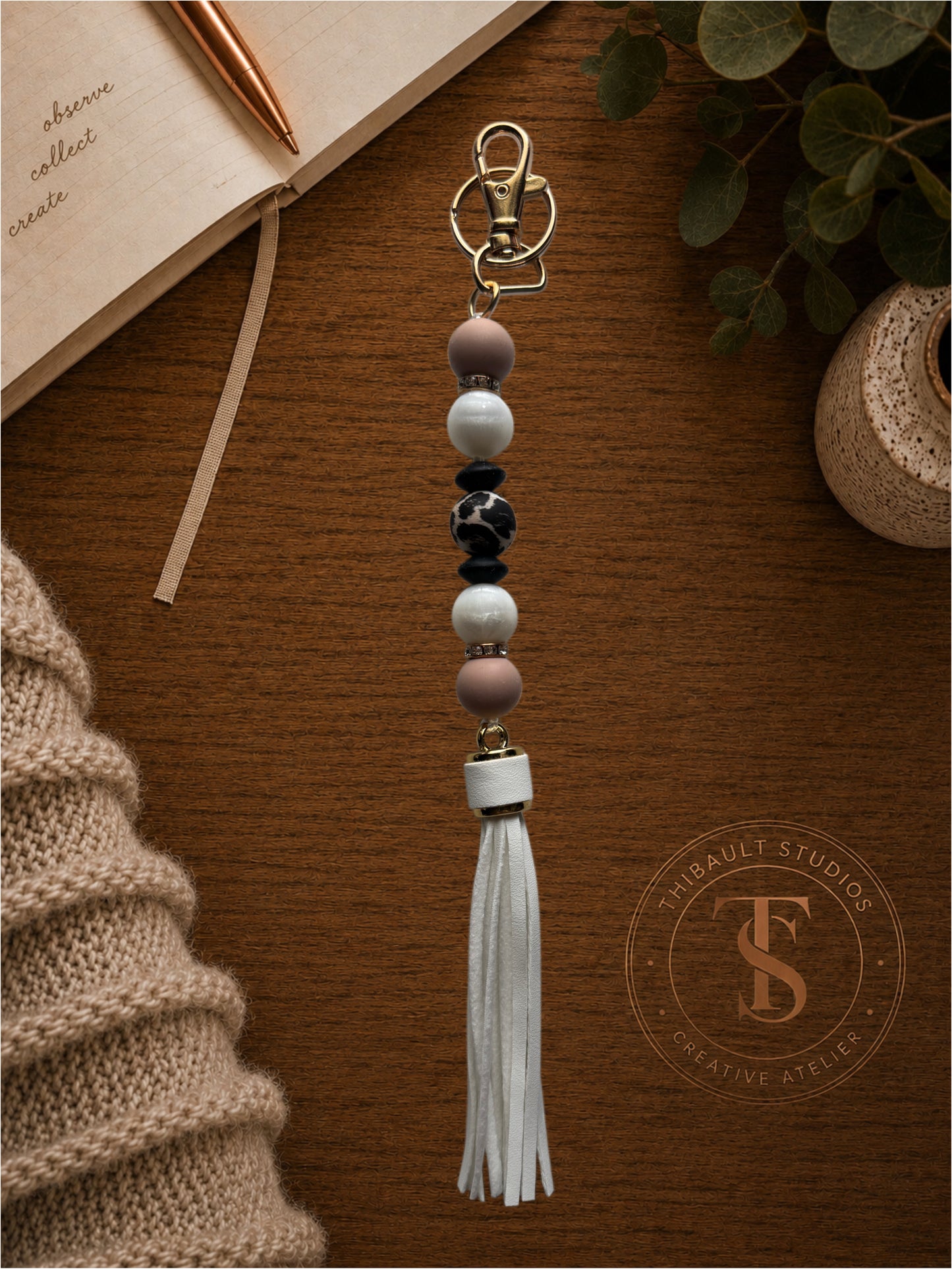 Animal Print Silicone Beaded Tassel Keychains
