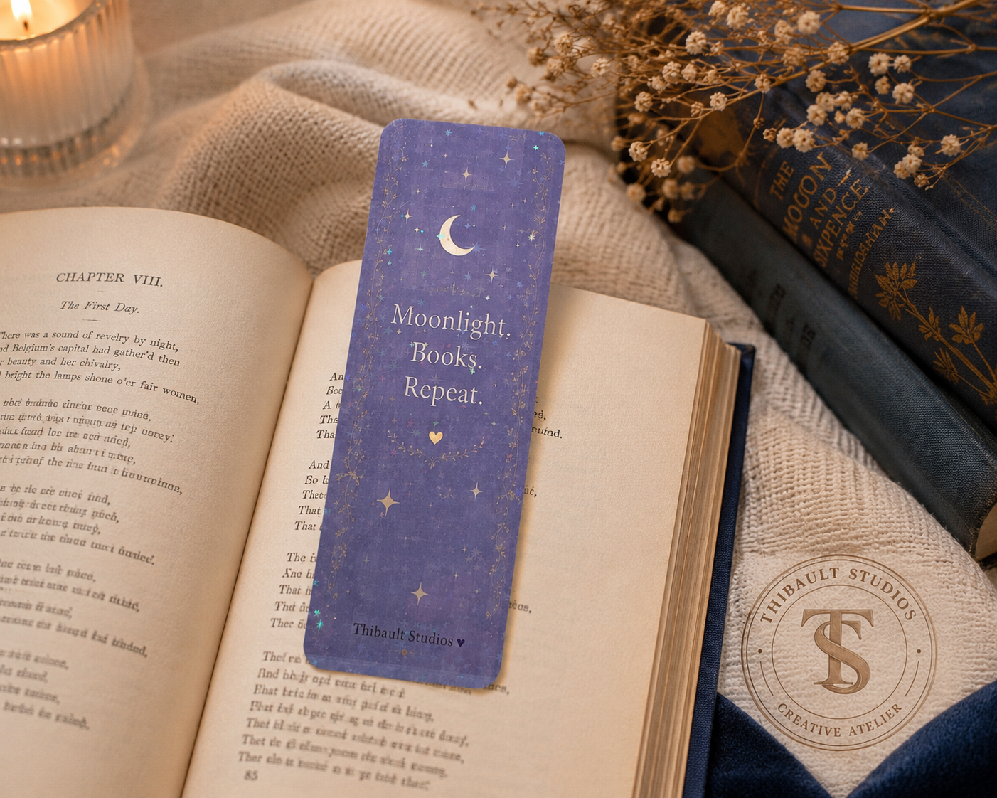 Moonlight. Books. Repeat. Bookmark