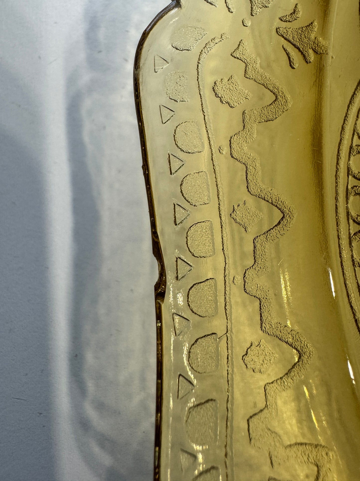Vintage Amber Pressed Glass Oval Serving Platter
