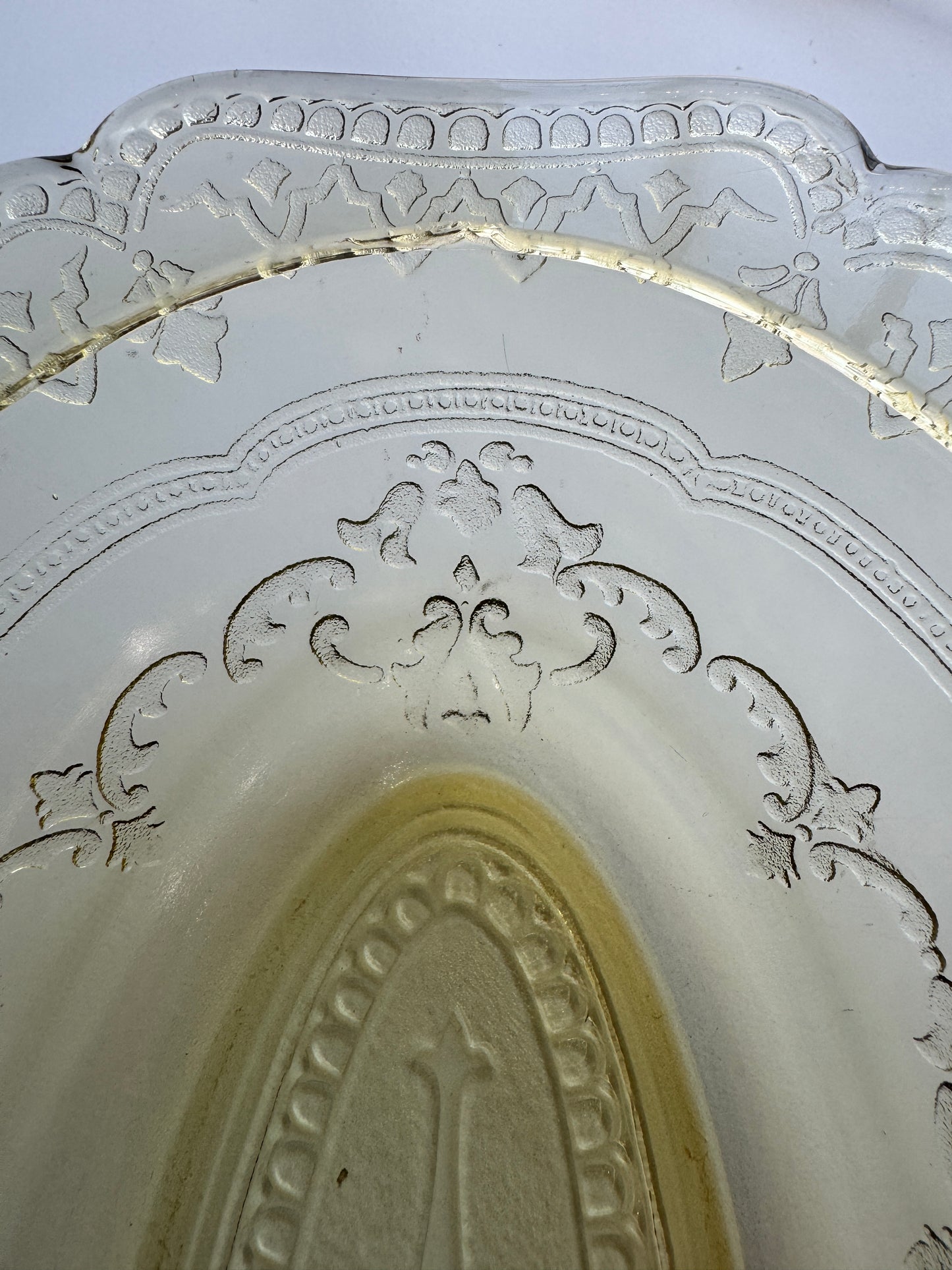 Vintage Amber Pressed Glass Oval Serving Bowl