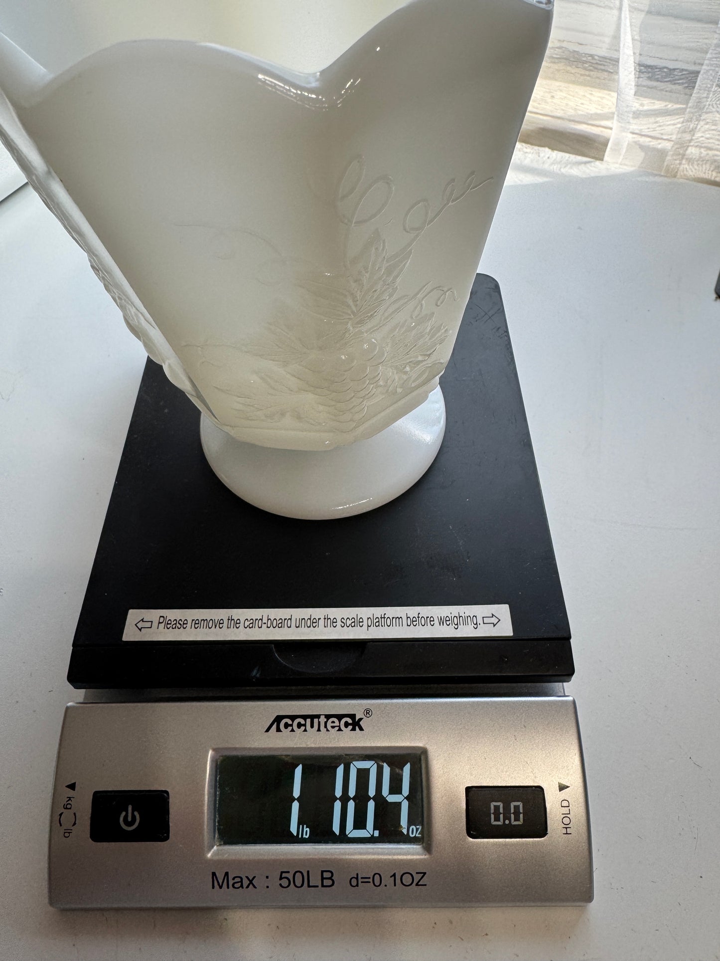 Vintage NAPCO Milk Glass Pedestal Vase | Grape & Cherry Pattern