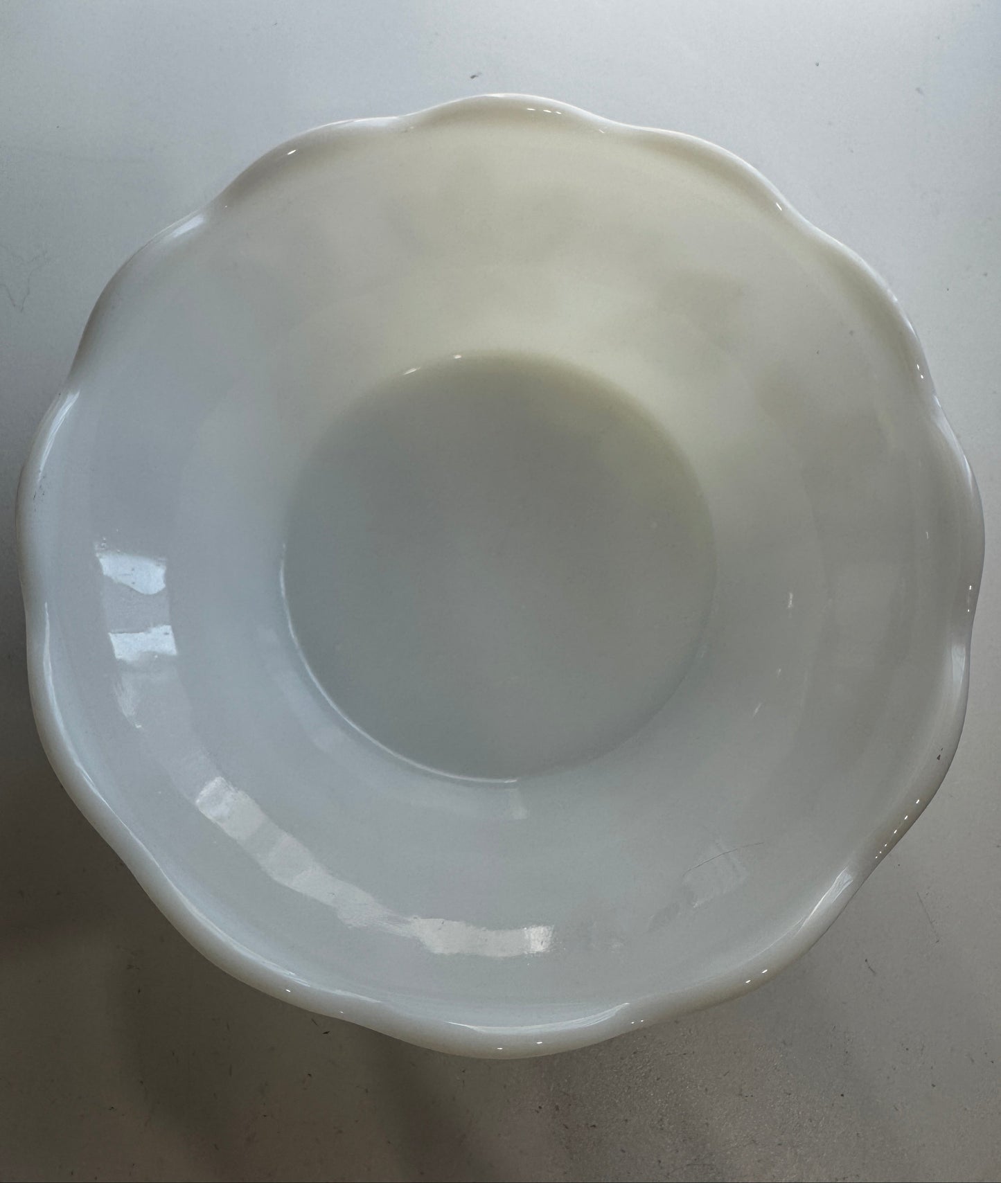 Vintage Milk Glass Serving Bowl|Raised Grape & Leaf Pattern